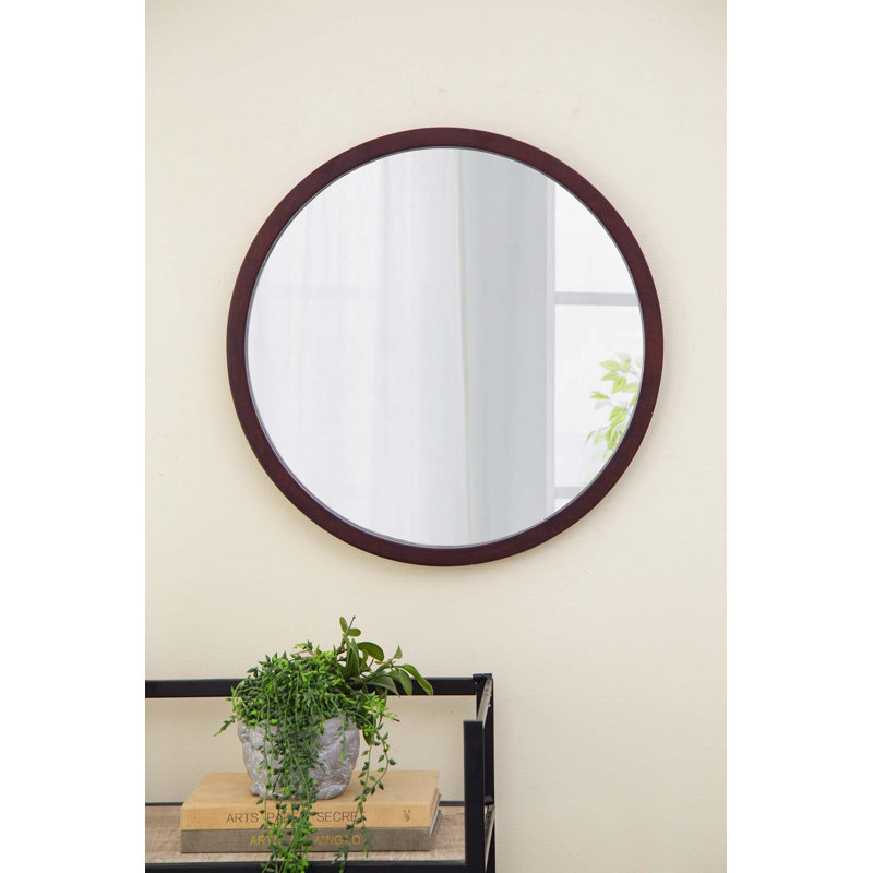 Miroir mural 20 "avec cadre en bois, Brun