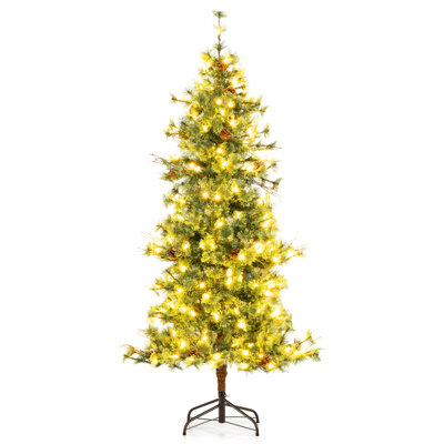  Arbre de Noël artificiel 6 pi avec 6 aiguilles de pin pré-éclairées 6 pi