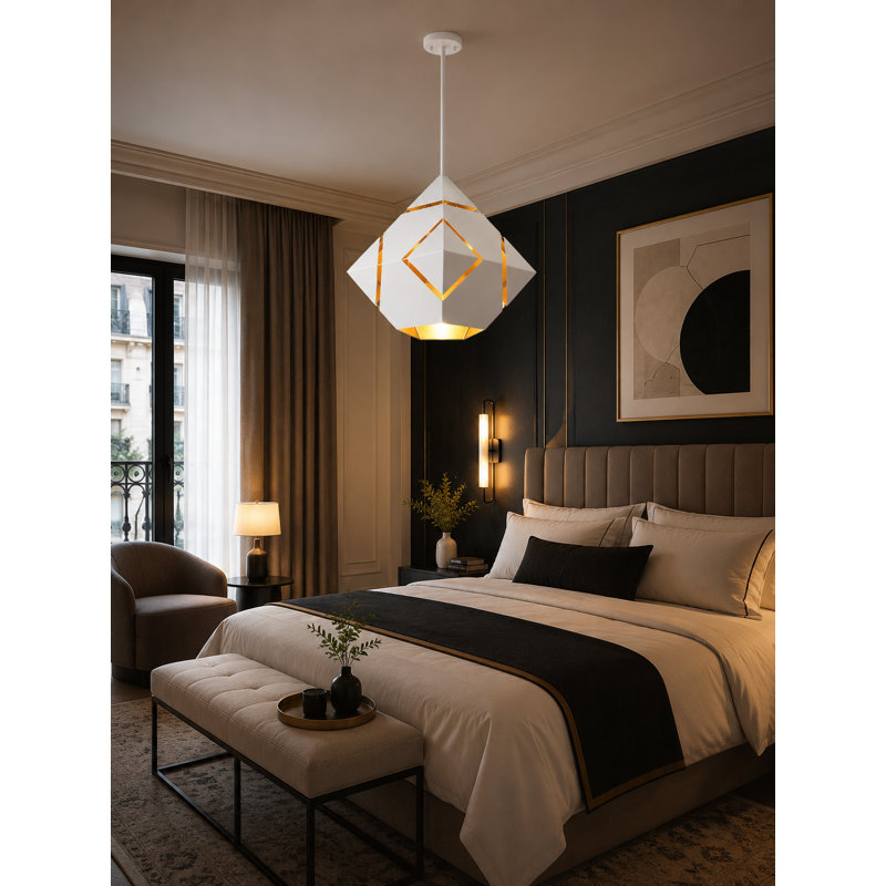 Lustre géométrique unique à 4 lumières Streater, Blanc