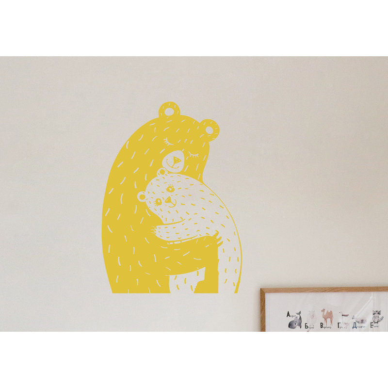 Adhésif décoratif famille d'ours, H 52 po x l 38 po, Doré