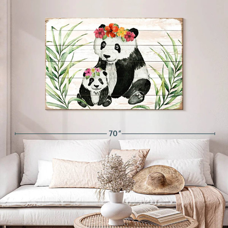 Couronne florale Brampt Pandas, H 32 po x l 48 po