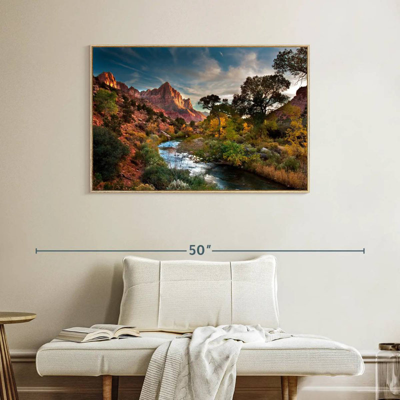 Paysage de Sion, Cadre flottant en bois naturel, 40 po x 27 po