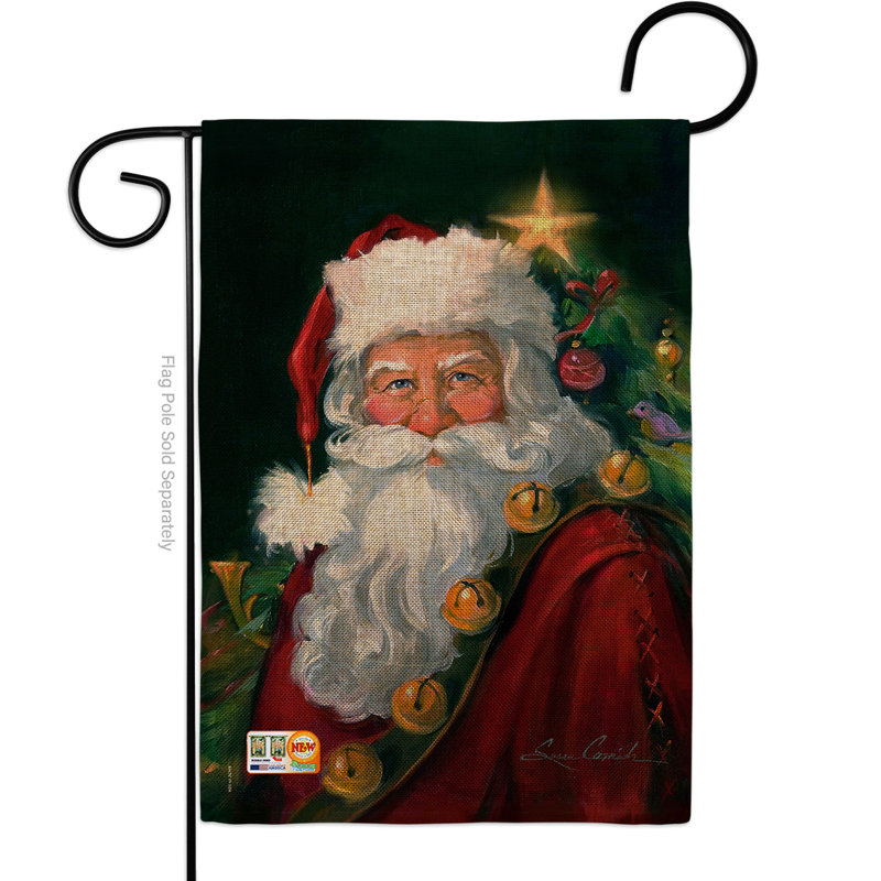Drapeau de jardin 2 côtés en polyester 1 pi 6,5 po x 1 pi 1 po santa portrait