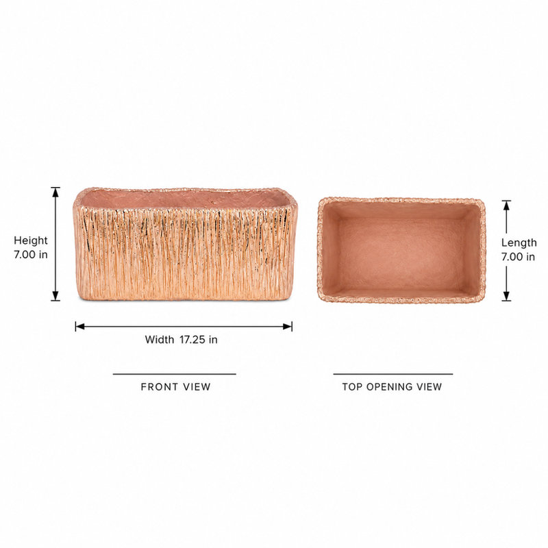Rita Rectangular Embossed Planter - Large, Gold