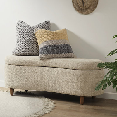 Banc de rangement à couvercle rabattable Taupe pour l'organisation de la maison avec coussin en mousse confortable