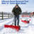 36in Snow Pusher Shovel w/Wheels,Metal Snow Pusher Shovel with Adjustable Handle, Angled Blade for Driveway,Red-139189438-139189437