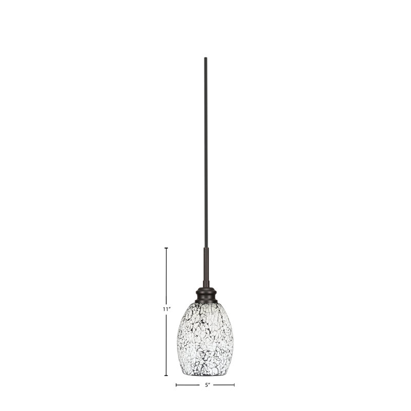 Edge Cord Mini Pendant With 5" Black Fusion Glass, Espresso