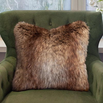 Ensemble de coussins en fausse fourrure de luxe Thomas Collection Russet Chinchilla