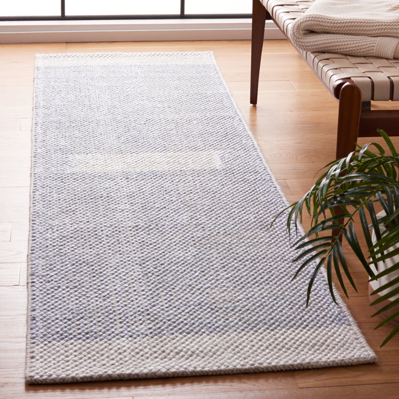 Tapis bleu clair / ivoire Natura 324, Tapis de couloir 2 pi 3 po x 8 pi