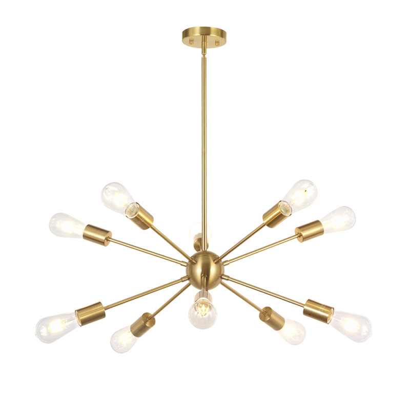 Carvey 10 - Light Dimmable Sputnik Sphere Chandelier, Brushed Brass