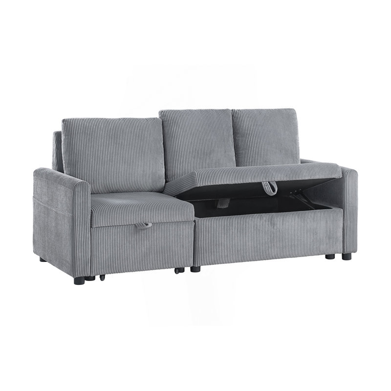 Sofa with Pull-Out Chaise, Underseat Storage And Side Pocket