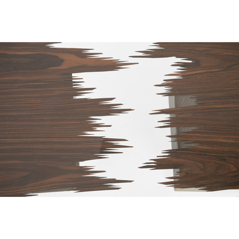 Contemporary Floating Slice 57'' Brown and Silver Coffee Table