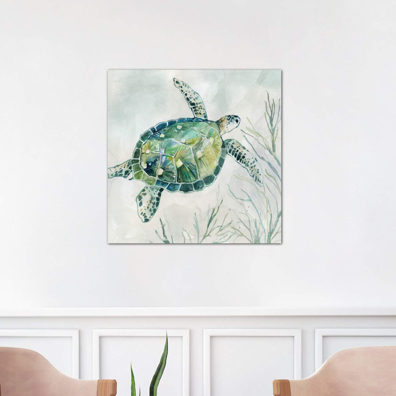 Seaglass Turtle I by Carol Robinson - Painting on Canvas, 30.48 cm H x 30.48 cm W, No Frame