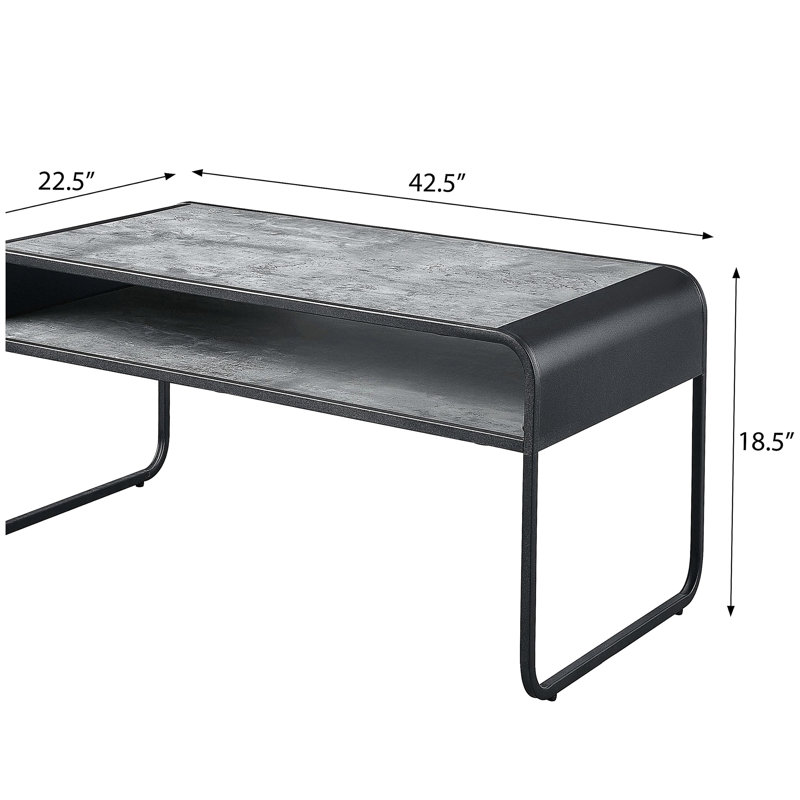 Table basse monocouche gris béton et noir