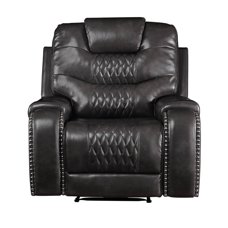 Horing Faux Leather Recliner, Magnetite, Manual