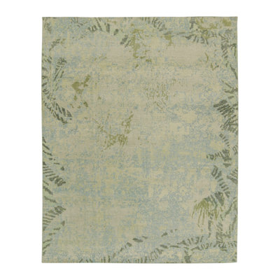 Rug & Kilim's Distressed Abstract Rug in Blue, Gray and Green Pattern
