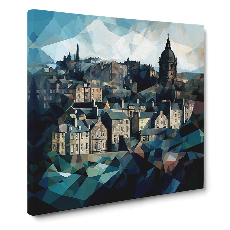 City Of Edinburgh Cubism - Wrapped Canvas, 50cm H x 50cm W x 3cm D