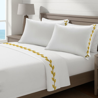 Layered Leaf Applique Cotton Sheet Set