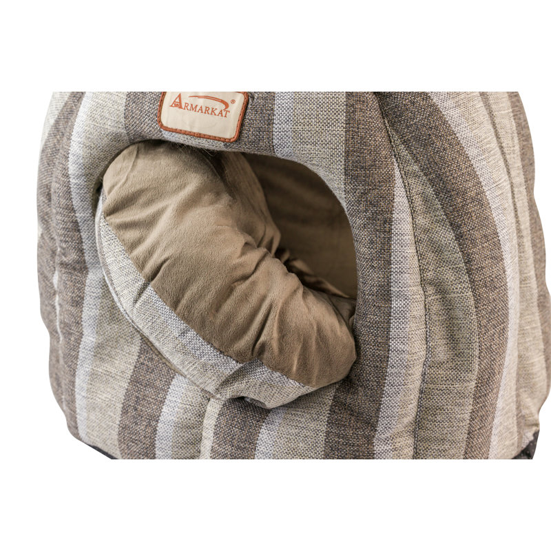 Small Gray and Silver Plush Cat Cave Bed