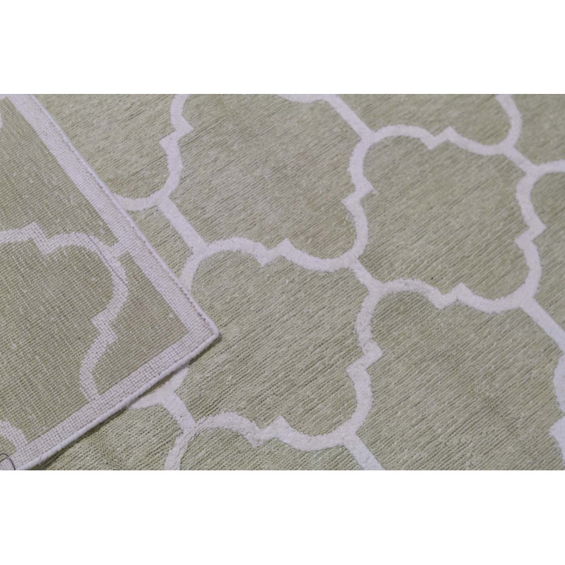 Cotton Geometric Area Rug in Gray