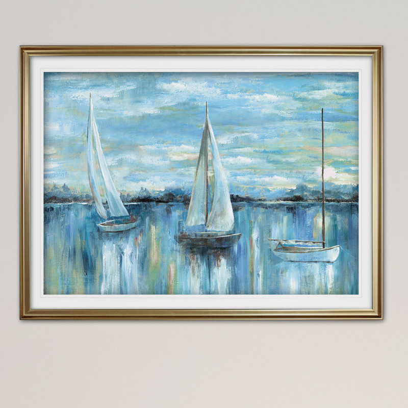 " Evening On The Bay ", Gold, 28" H x 38" W x 1.5" D