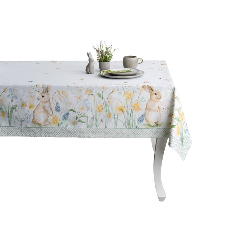 Maison d' Hermine Table Cloth Rectangle Table 100% Cotton 60 x 120 Inches Tablecloth Reusable Decorative for Dining Room Farmhouse Home Valentines Day Decorations Spring Summer - Easter Dew