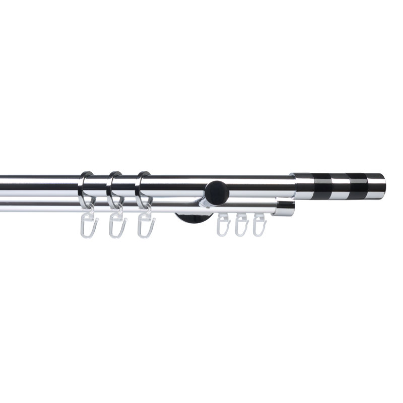 Vazquez Curtain Pole Set, 3cm H x 160cm W x 12cm D, Silver