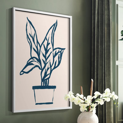 Marine Plant Sketches II, reproduction encadrée - bois massif