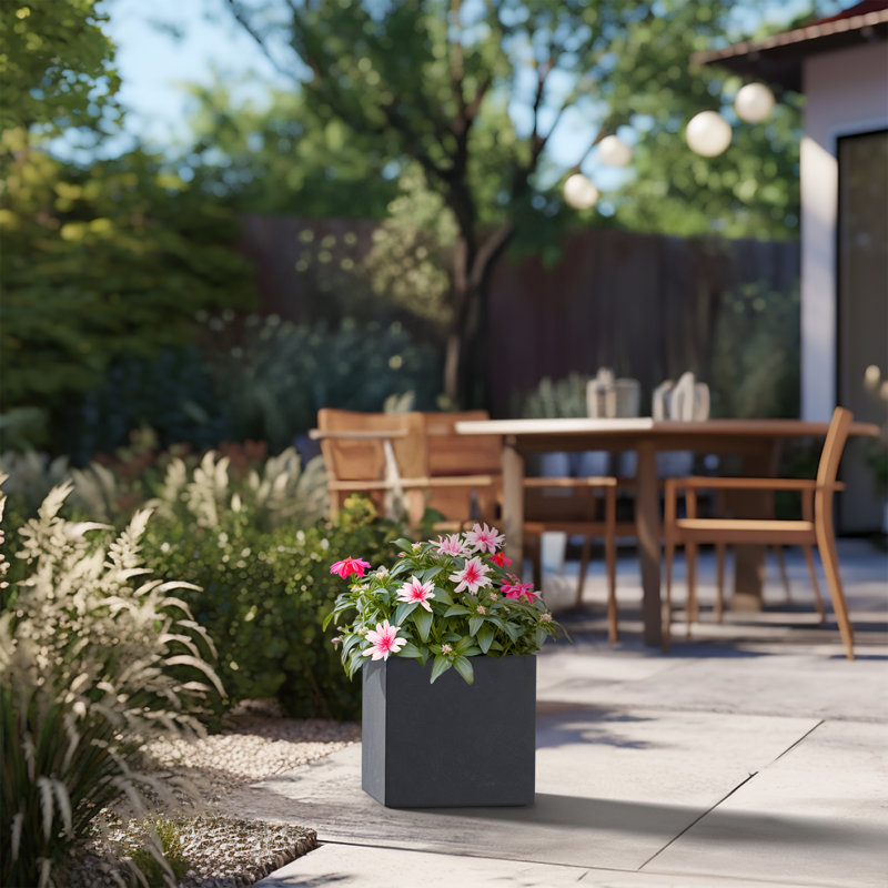 Boîte à fleurs en béton Redegonda, Gris granite, H 12 po x l 12 po x P 12 po