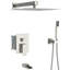 Système de douche avec bec de baignoire en cascade, douche de pluie carrée de 12 pouces, nickel brossé - 3 fonctions, portatif, installation facile et tête de finition propre, valve-121245161