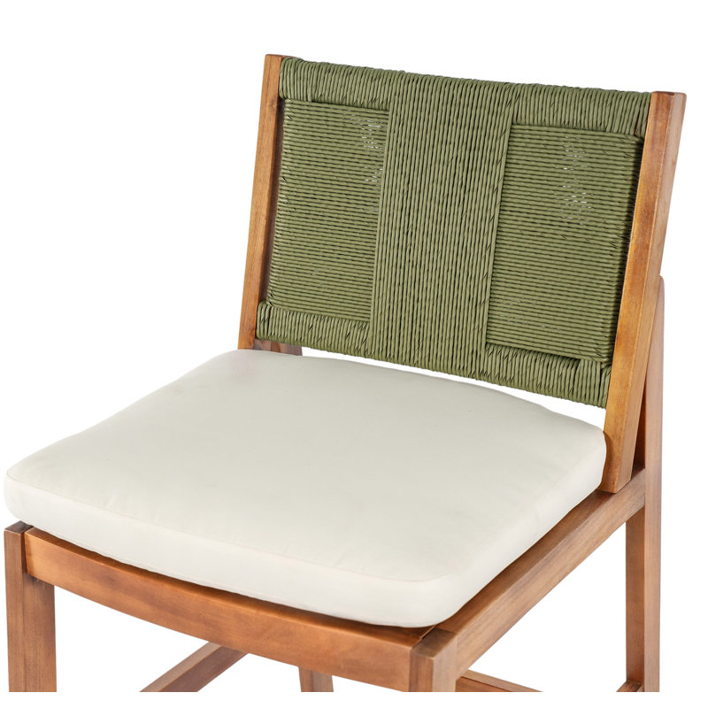4 pièces Tabouret de bar d'extérieur vert en bois d'acacia massif et osier tissé Arly, Vert