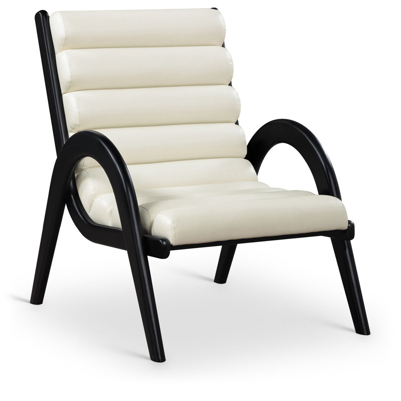 Fauteuil d'appoint en cuir Randal, Noir, noir, noir, noir, Cuir crème végétalien