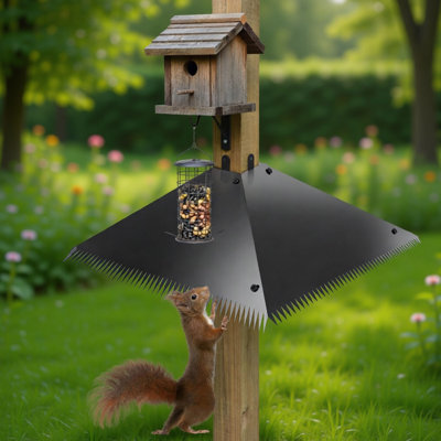 Metal Squirrel Baffle With Spikes For Bird Feeder Poles, Galvanized Steel Animal Guard For 4 X 4 Posts (1 Pack)