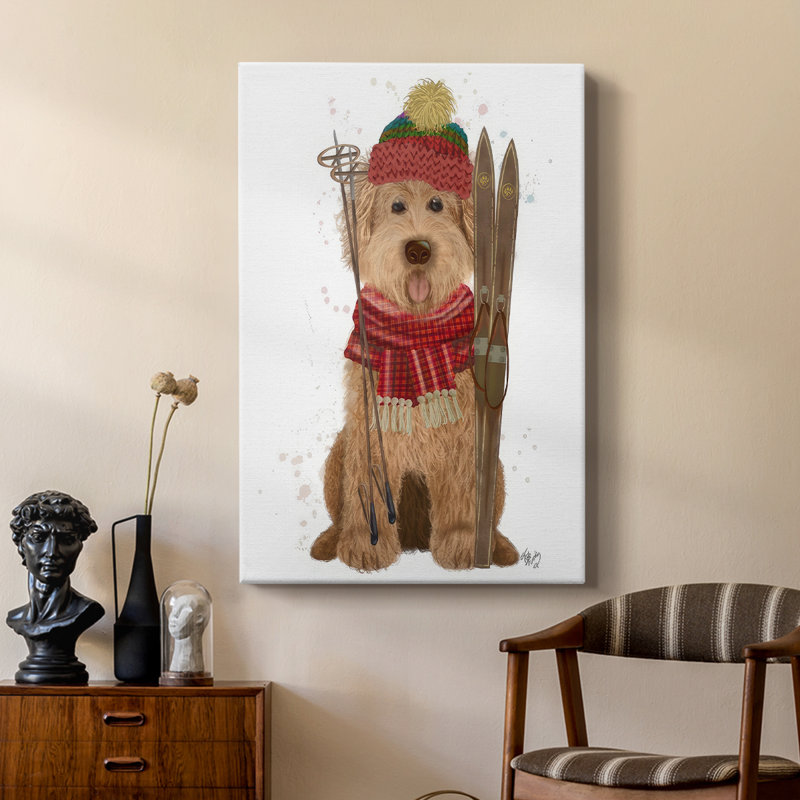 Goldendoodle, chien de ski - galerie sur mesure, H 12 po x l 8 po