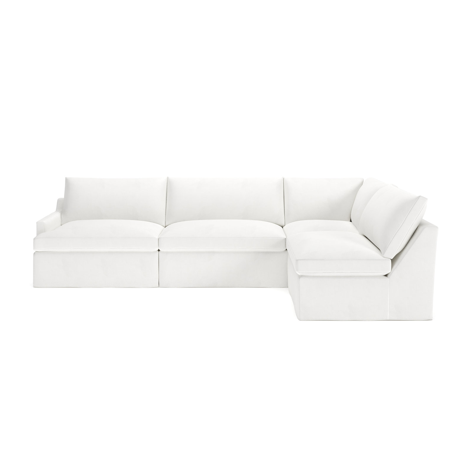 Wrenley 4-Piece Modular Sectional, Classic Bleach White Twill, Right Hand Facing