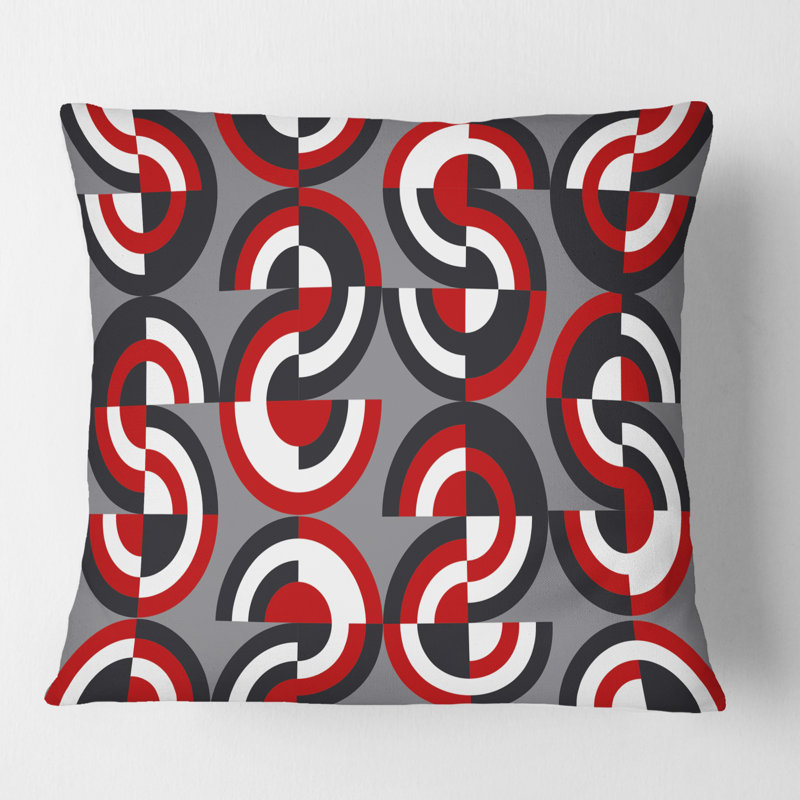 Coussin décoratif rétro à motif géométrique circulaire de style Mid-Century, 18 po x 18 po