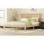 Queen Size Rubber Wooden, Solid Wooden Bed With Rattan Headboard, Enhanced By Support Feet,Oak White