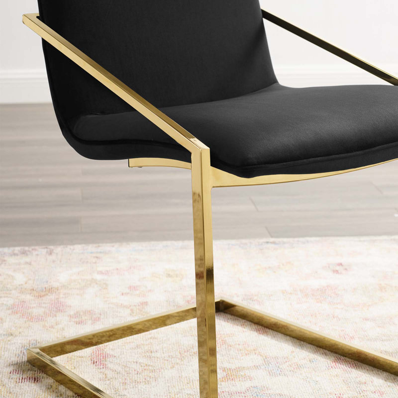 Modway Pitch Performance Velvet Dining Armchair, Velvet Black, Gold