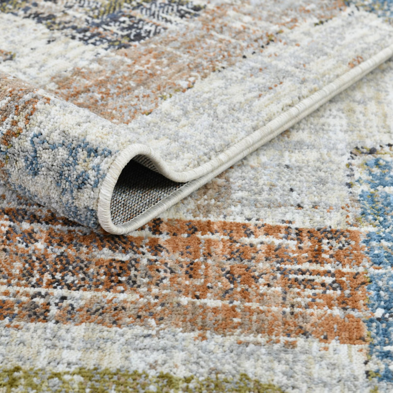 Washable Runner Rug 2x21 - Fen Modern Plush Rug for Hallways & Entryways, Patchwork Multi, Modern Patchwork, 2'2" x 21'