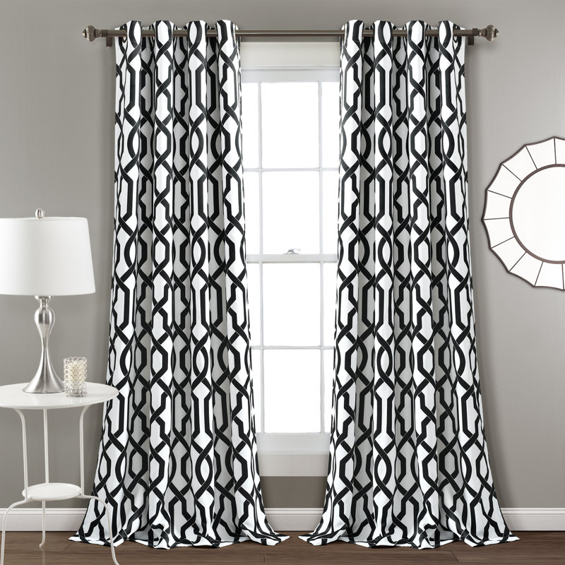 Trellis Room Darkening Curtain Pair, Blue, 52" W x 84" L
