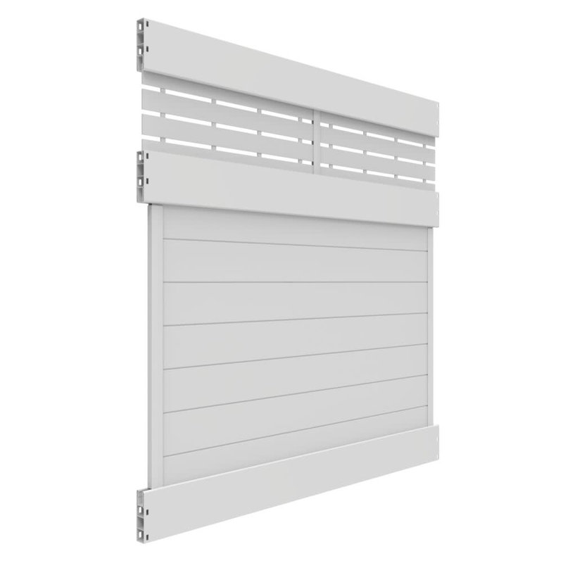Horizontal Fence Boardwalk White Vinyl Panel Kit, 70.5" H x 70" W x 5" D