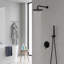 Système de douche mural 10 po à double fonction noir mat avec valve brute, tête de pluie et douchette-123107260