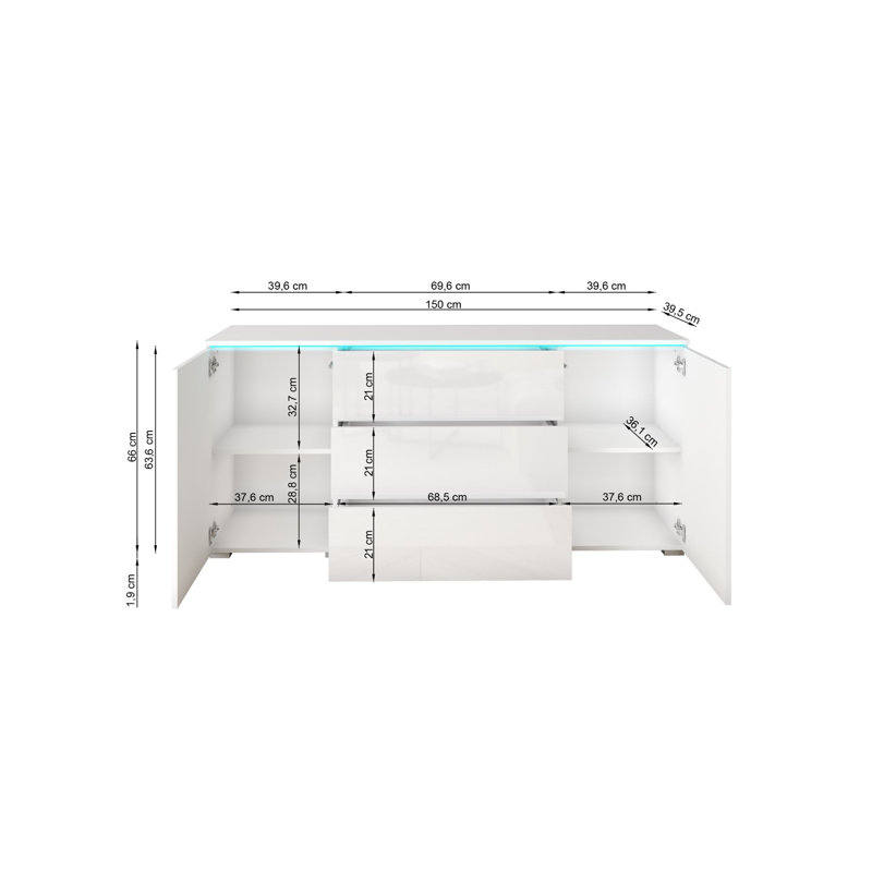 Borislav Laminate Standard Accent Chest, White/Grey