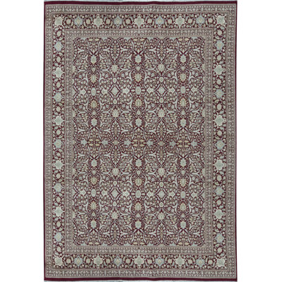 Tapis rouge et ivoire noué à la main de haute qualité
