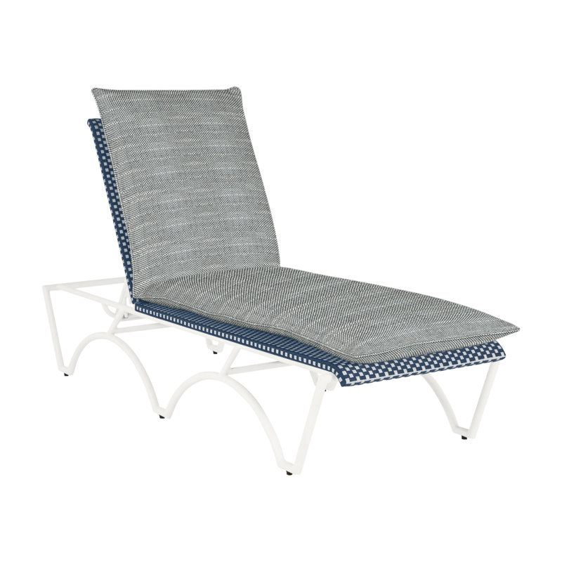 Savoy N-Dura Resin Wicker Outdoor Chaise Lounge, Welt, Rollo Silver, Chalk/White/Navy