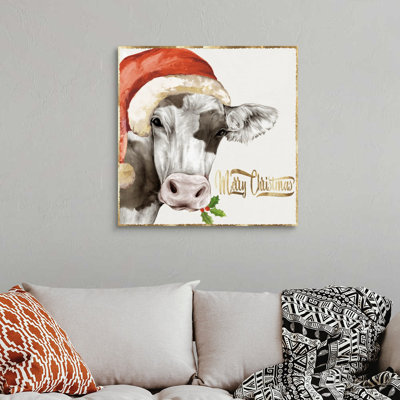 Vache de Noël - reproduction d'art sur toile