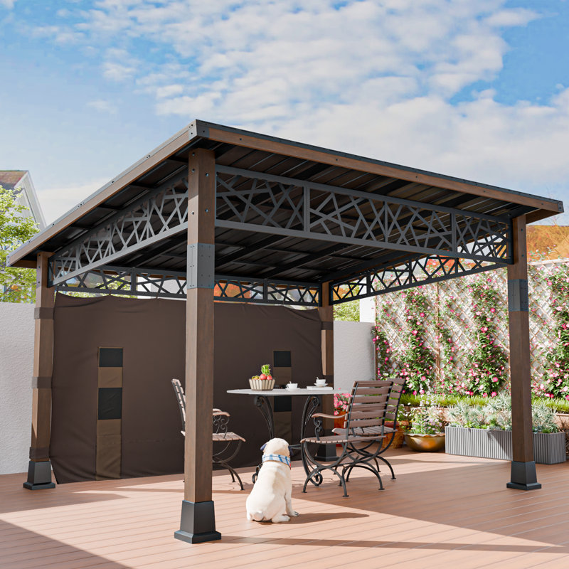 12 FT X 14 FT Hardtop Patio Gazebo With Slope Roof