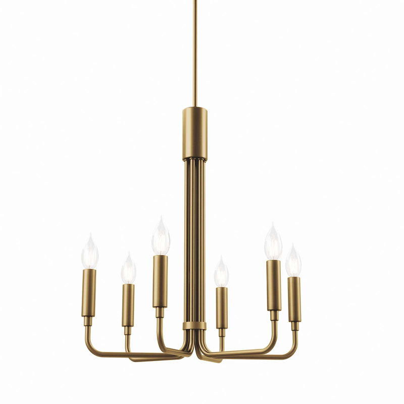 Modway Rekindle 6-Light Chandelier, Satin Brass