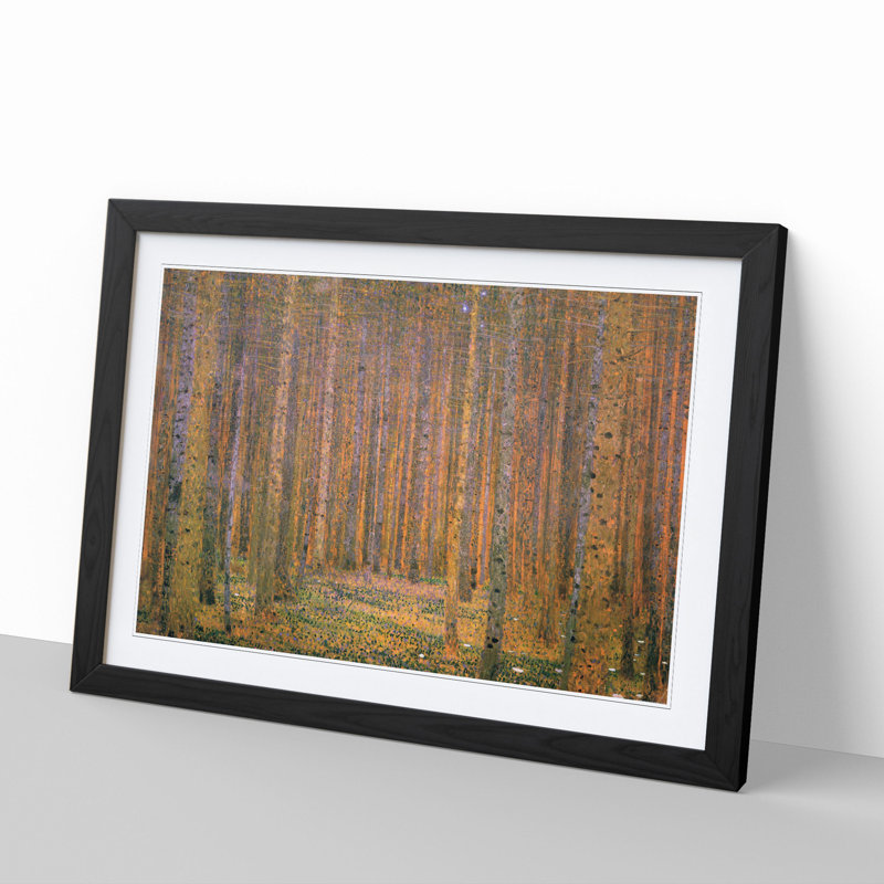 Fir Tree Forest by Gustav Klimt - Picture Frame Painting, Black Framed, 48cm H x 65cm W x 2cm D