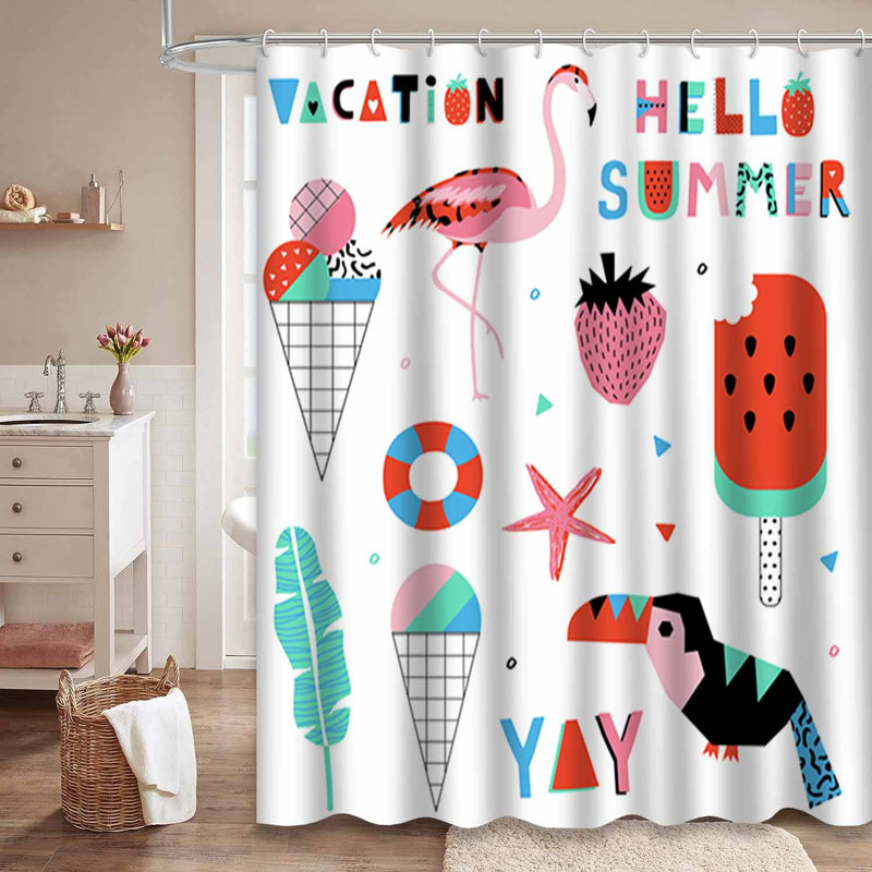 Rideau de douche imperméable à l'eau avec 12 crochets ToucanDoodle, L 72 po x l 84 po